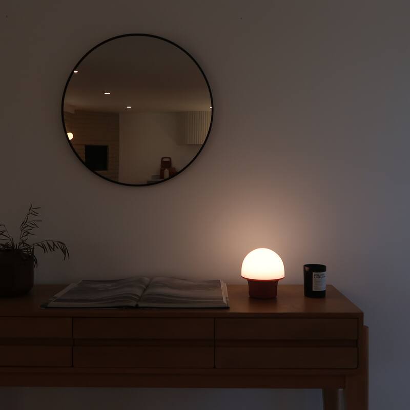 Portobello 6.6 in Sleek Matte Red Modern Portable Indoor/Outdoor Integrated LED Bedside Table Lamp with Built-In Dimmer