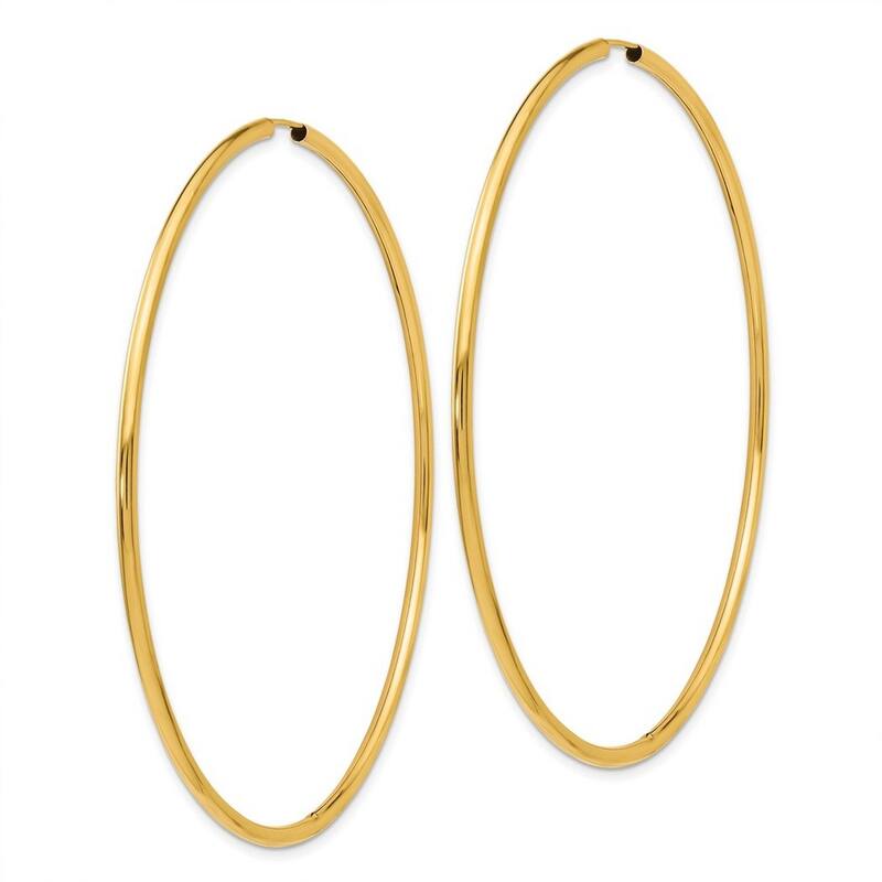Curata 10k Yellow Gold 69.8x69.8mm Endless Hoop Earrings