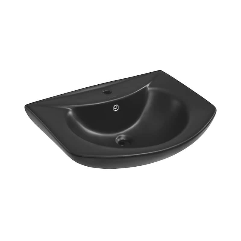 Montparnasse Two-Piece Round Pedestal Sink In Matte Black - 25.6" x 20.3" 35.25" - 25.6" x 20.3" 35.25" - Black
