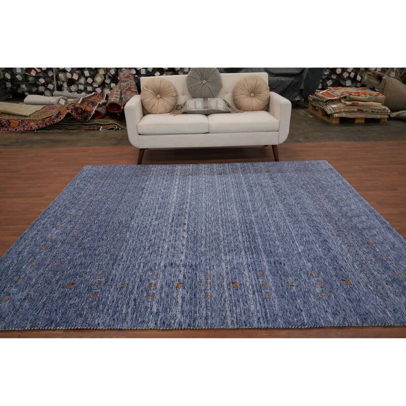 Hand Knotted Oriental 100% Wool Carpet Tribal Animal Pictorial Purples Gabbeh Area Rug - 8' 3'' X 7' 10''