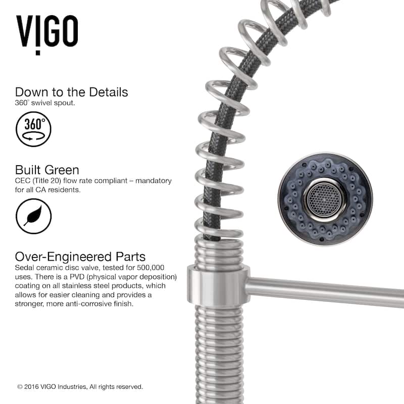 VIGO Edison 19" H Single Handle Pull-Down Sprayer Kitchen Faucet