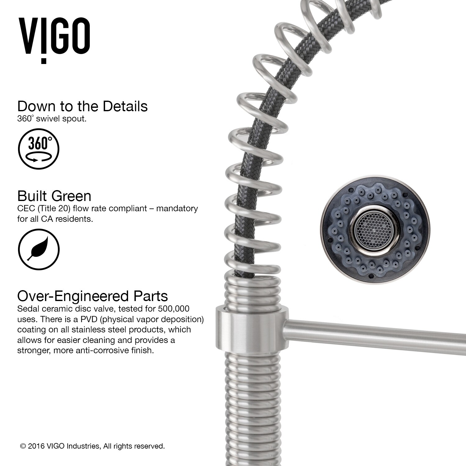 Vigo Edison Stainless Steel Pull Down Spray Kitchen Faucet Overstock 4612925
