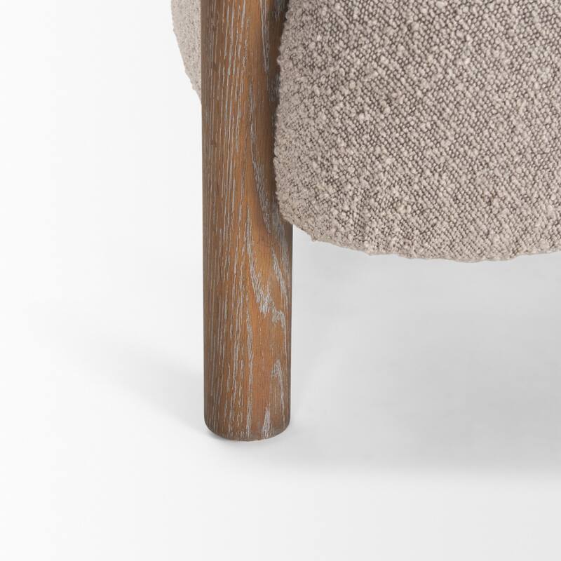 Gianna Open Back Medium Brown Wood w/ Taupe Boucle Fabric Accent Chair - 37.4L x 30.7W x 28.4H