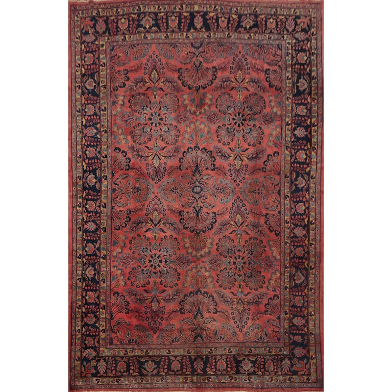 Hand Knotted Oriental 100% Wool Carpet Traditional Floral Pink Sarouk Area Rug - 13' 3'' X 10' 3''