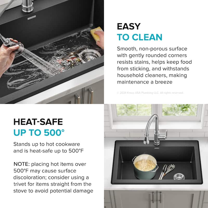 KRAUS Forteza Granite 33 inch Undermount Drop-in Kitchen Sink