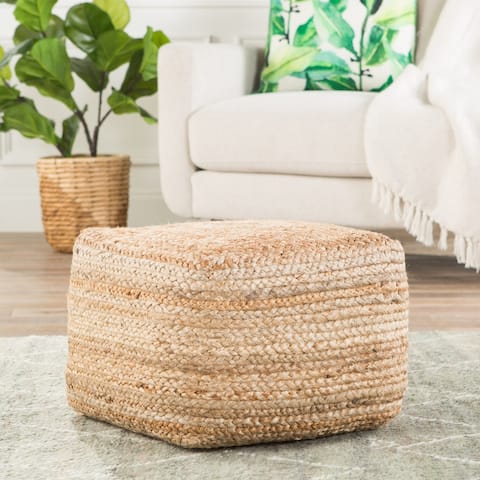 The Curated Nomad Camarillo Modern Cube Shape Jute Pouf