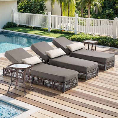 Pocassy 5 Pieces Patio Chaise Lounge Chair with Adjustable Backrest