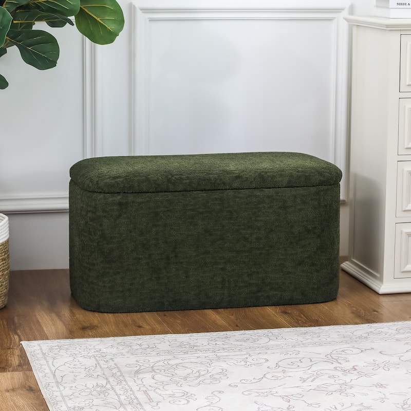 Adeco Storage Ottoman Bench, 31" Storage Bench for Bedroom Living Room