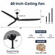 preview thumbnail 8 of 15, 80" Black Modern Large Solid Wood 6-Speed Dimmable Ceiling Fan with Light Remote