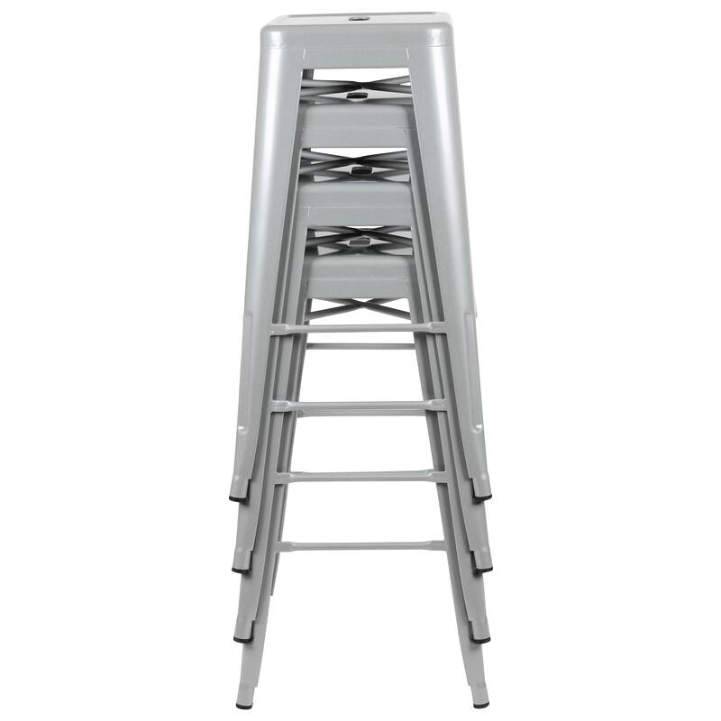 Metal 30-inch High Indoor Stackable Bar Stool (Set of 4)