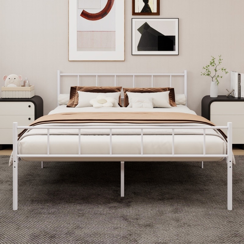 Caxkun Classic Metal Platform Bed Frame, Mattress Foundation with Steel Slat Support