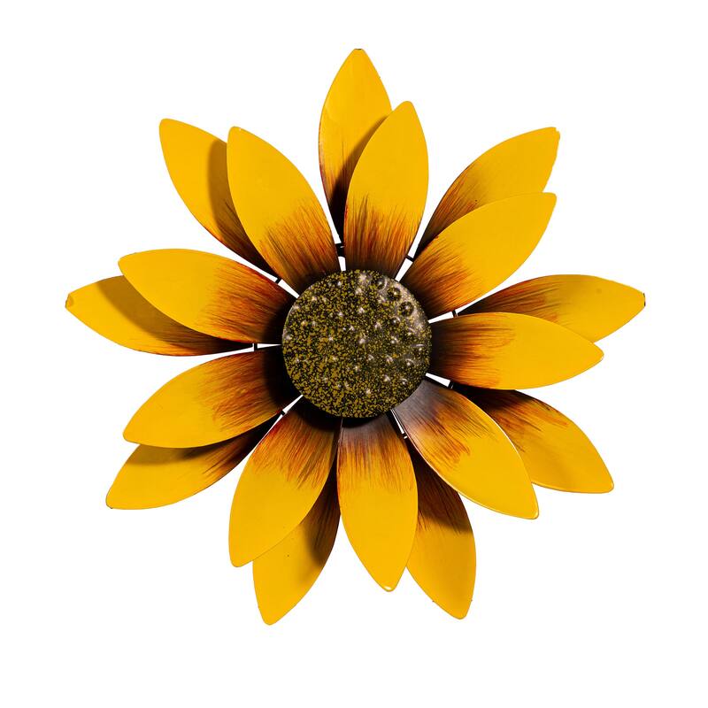 13" Metal Yellow Sunflower Wall Spinner