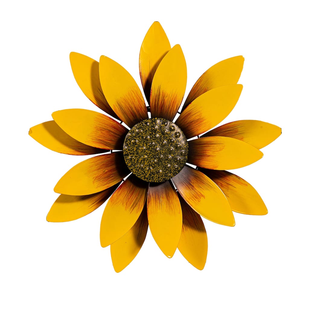 13" Metal Yellow Sunflower Wall Spinner
