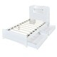 preview thumbnail 23 of 28, Twin Size Platform Bed Frame with LED Headboard, 2 Drawers, and 6 Storage Shelves, Solid & Silent Construction, Oak Finish