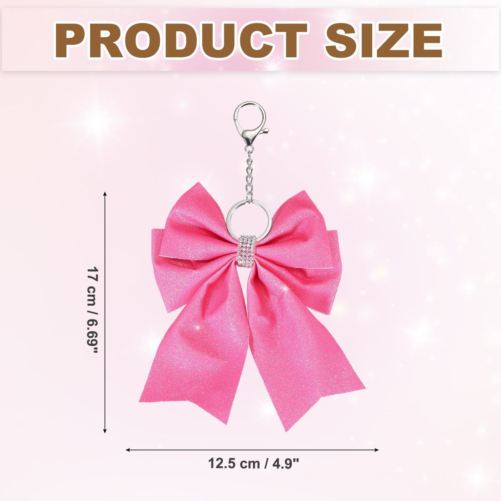 Cute Cheer Bow Keychain for Women, PU Leather Bows Cheerer Gifts for Bag & Purse Keyring Accessory - 6.7"x4.9"