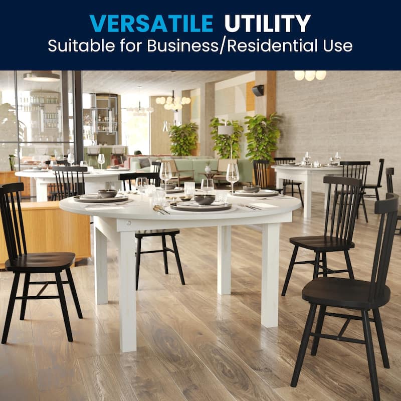 60" Round Antique Rustic Solid Pine Folding Farm Dining Table - 59.75"W x 59.75"D x 30"H