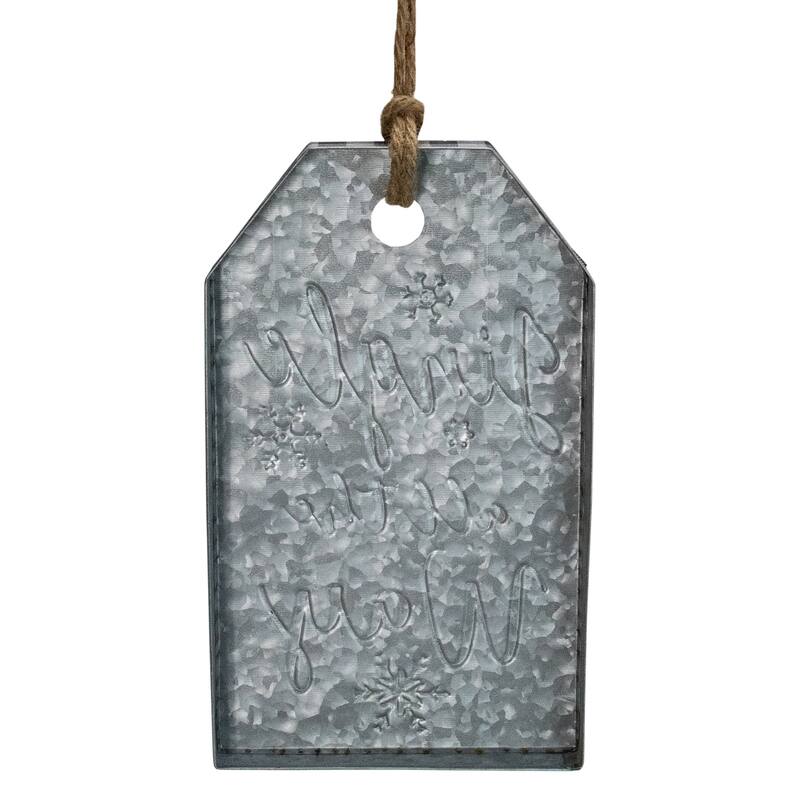 Embossed Metal "Jingle All The Way" Christmas Wall Sign - 12" - Silver