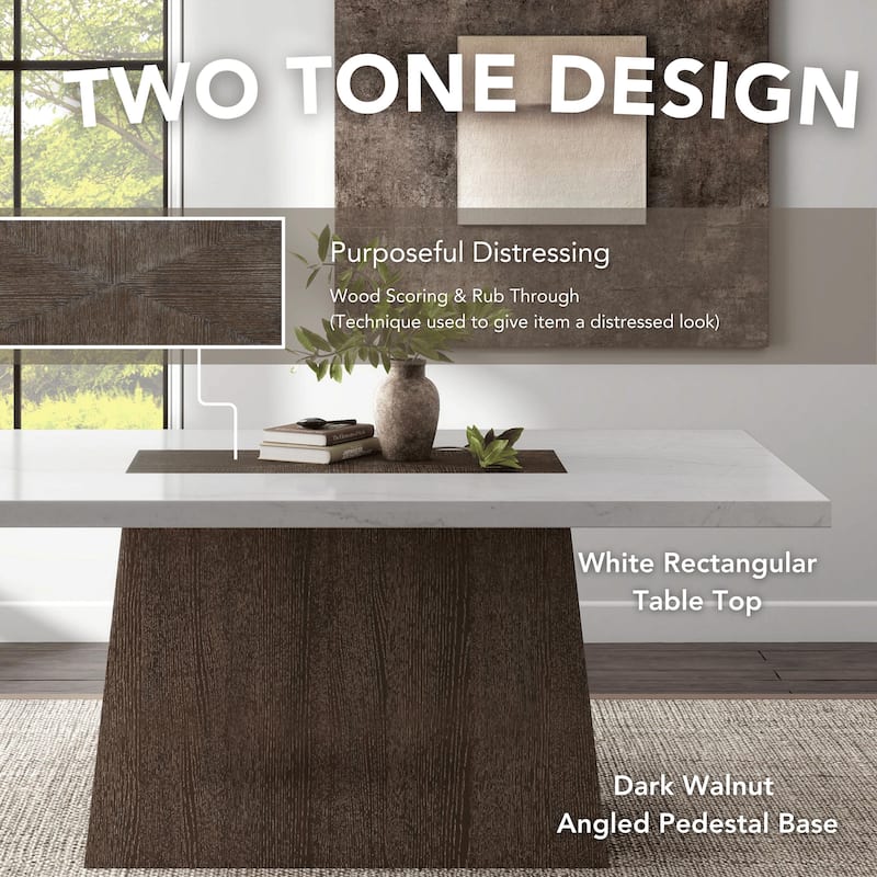 Furniture of America Evangeline Modern Dark Walnut 70-inch Genuine Marble Top Dining Table