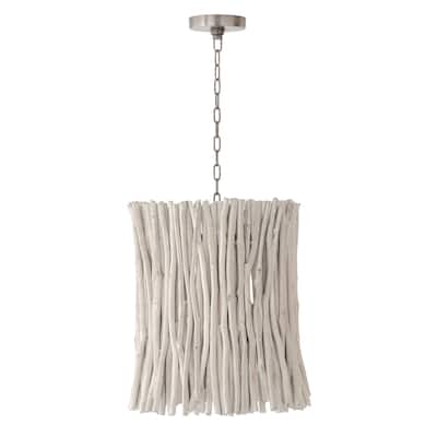 Cara 4-light Brushed Pewter Medium Pendant w/ Handcrafted Eucalyptus