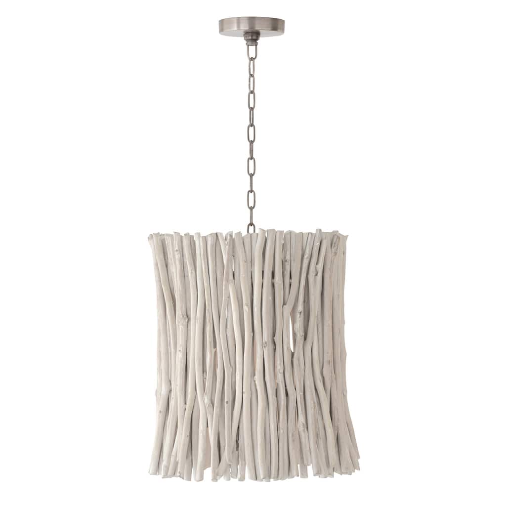 Cara 4-light Brushed Pewter Medium Pendant w/ Handcrafted Eucalyptus