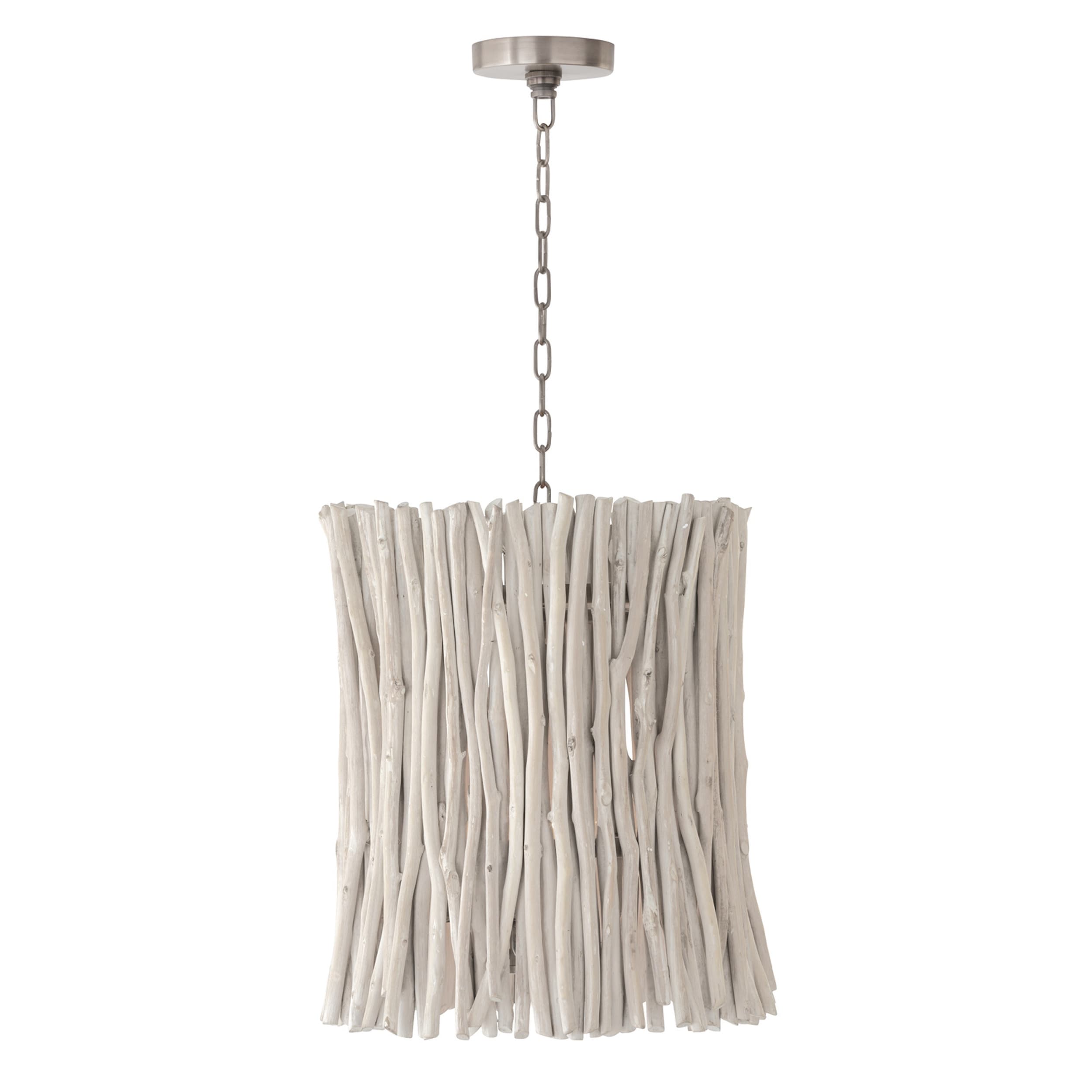 Cara 4-light Brushed Pewter Medium Pendant w/ Handcrafted Eucalyptus