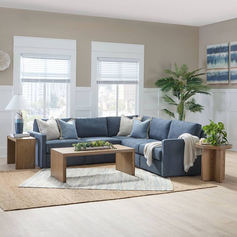 Flex 102 in. W Straight Arm Modular Sectional Sofa by Flexsteel - 102" x 35" x 102" - Denim - Symmetrical