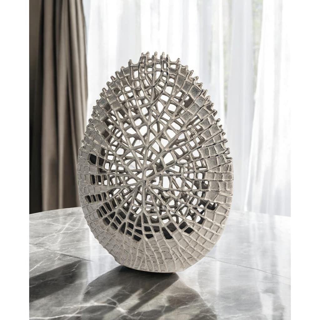 14" Silver Pierced Aluminum Table Vase - 11