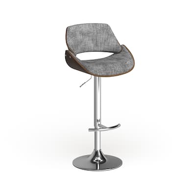 Carson Carrington Svellingen Mid-century Modern Walnut Wood and Fabric Adjustable Swivel Bar Stool