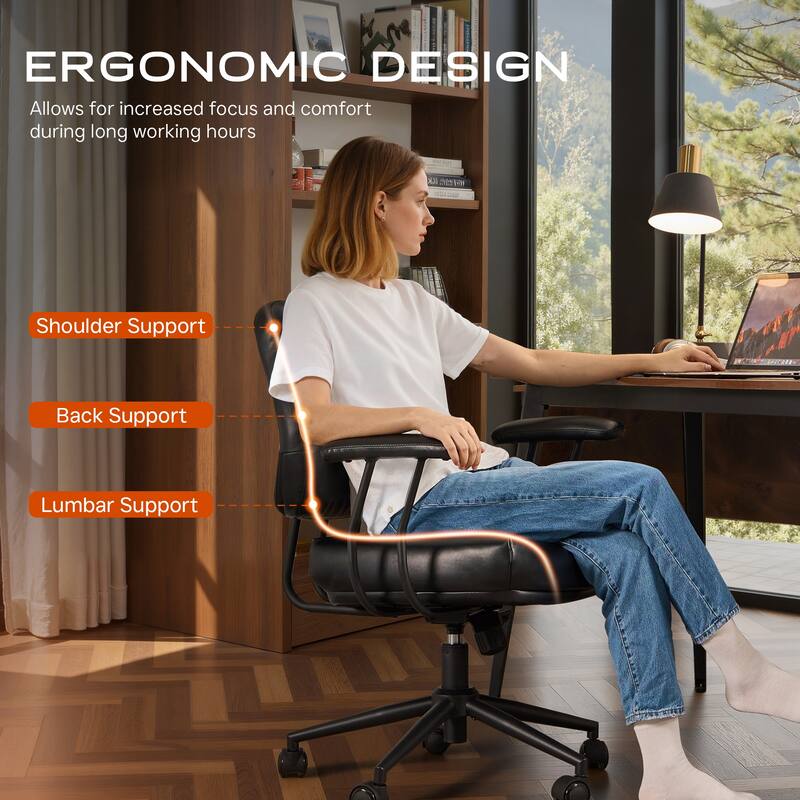 OVIOS Ergonomic PU Office Swivel Chair