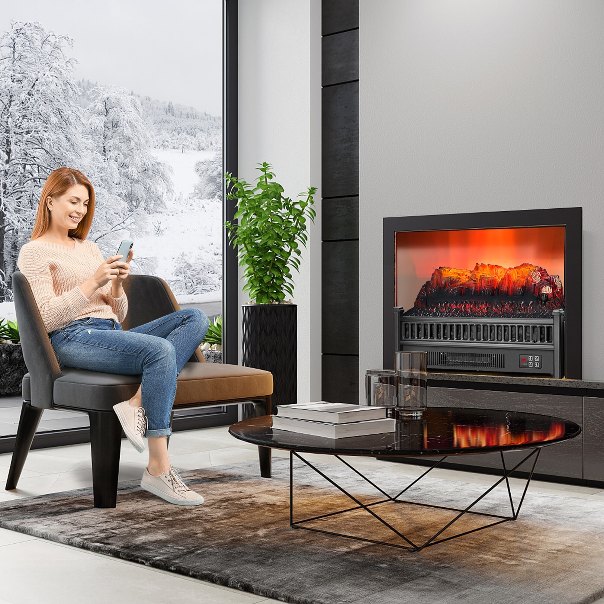 Costway 23'' Electric Fireplace Log Set Heater W/ Remote Control - See  Details - Bed Bath u0026 Beyond - 35170679