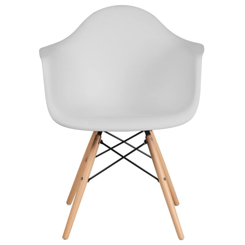 Plastic Chair with Arms and Wooden Legs