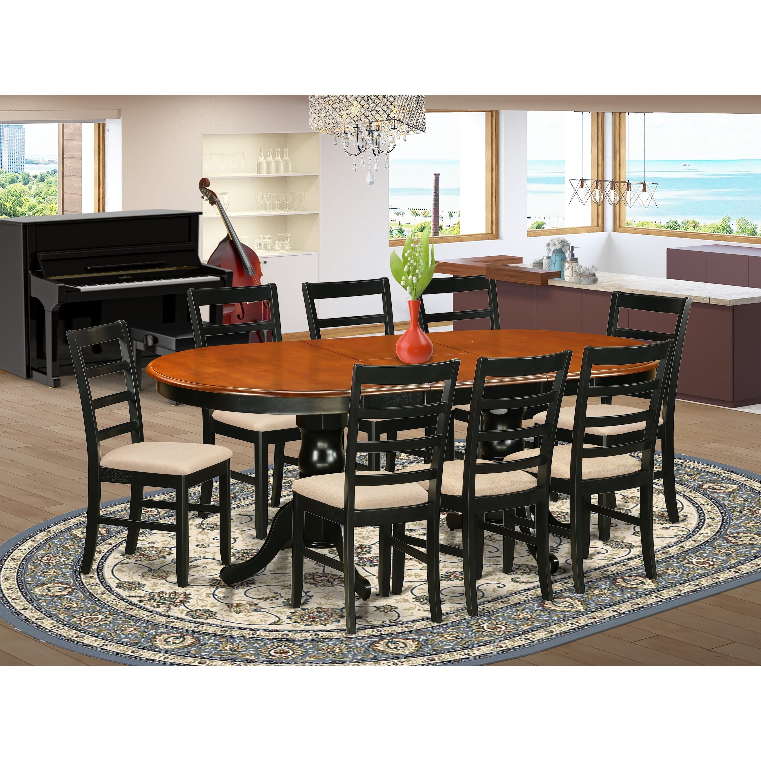 East West Furniture Piece Kitchen Table Set- an Oval Dining Room