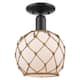 Option Matte Black / White Glass with Brown Rope