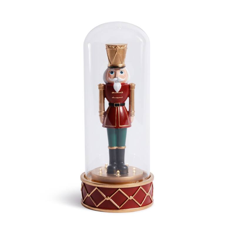 LED Soldier in Glass Cloche Christmas Tabletop Ornament - Multicolored