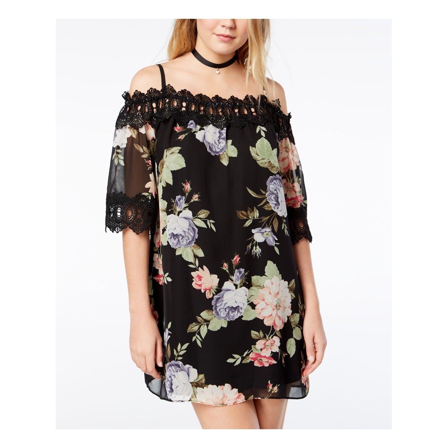 Shop Bcx Black Short Sleeve Mini Shift Dress Size Xl On Sale
