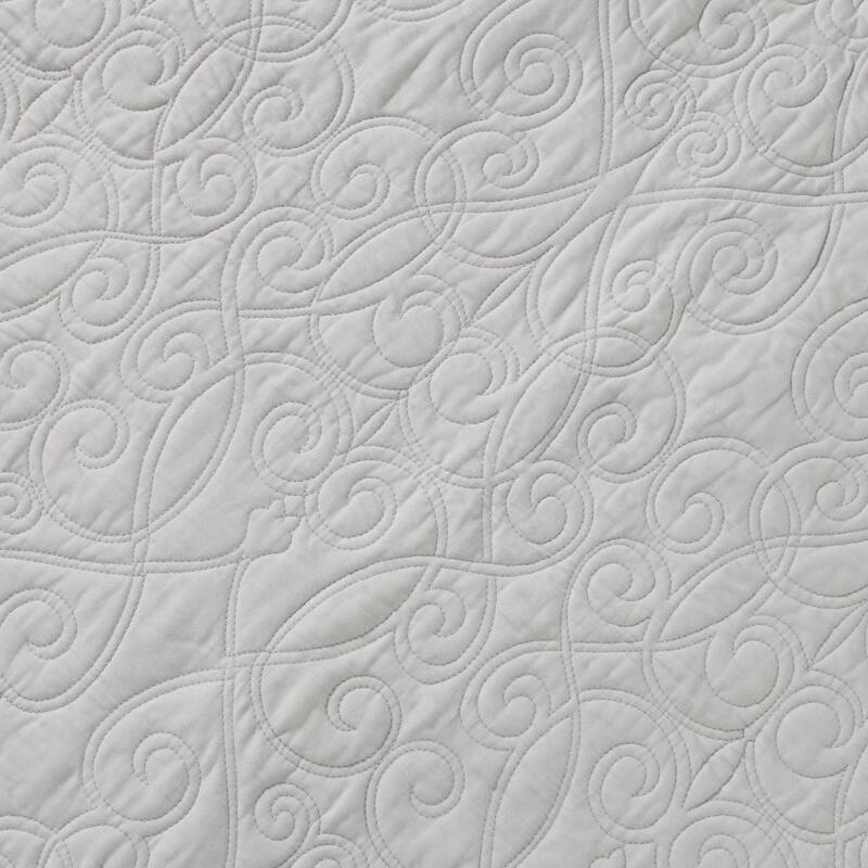 Laura Ashley Felicity Cotton Reversible Grey Quilt Set On Sale Bed