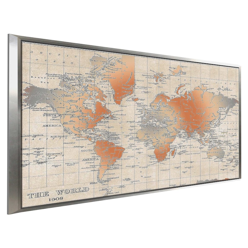 "World Map" Print on Floating Canvas
