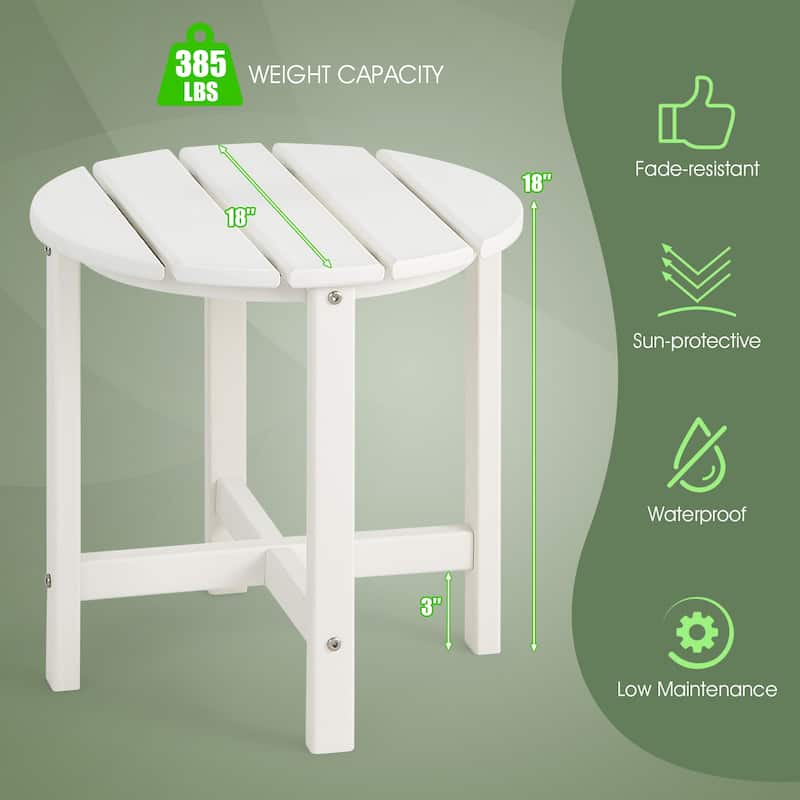 Gymax 2PCS 18''Adirondack Side Table Weather Resistant HDPE Garden