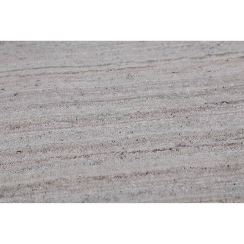 Hand Knotted Oriental 100% Wool Carpet Tribal Stripe Greys & Charcoal Gabbeh Area Rug - 12' 6'' X 9' 2''