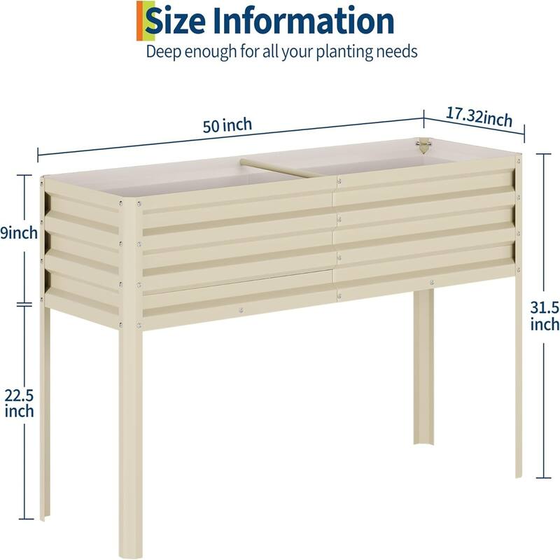 50x17x32 Inch Elevated Galvanized Raised Garden Bed with Legs Large Planter Box Sturdy Outdoor Metal Garden Bed Black