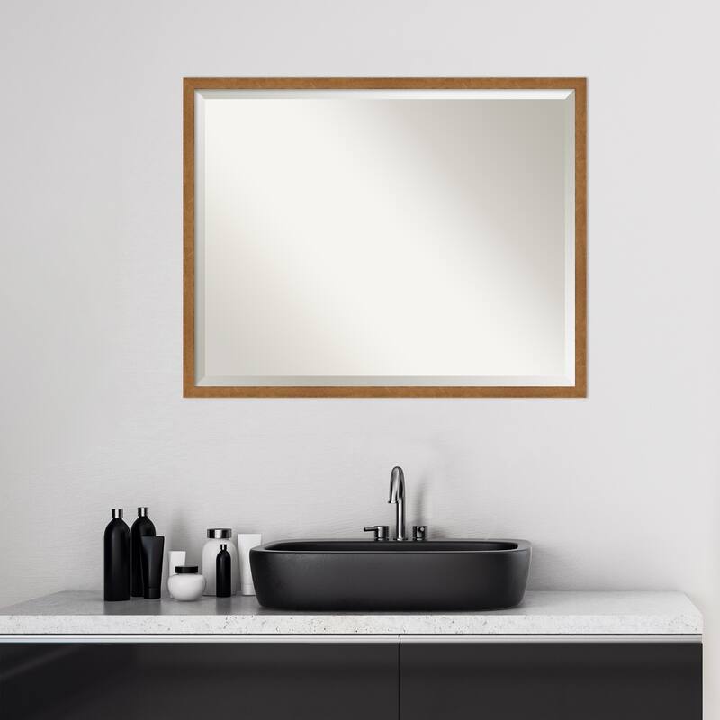 Beveled Wood Bathroom Wall Mirror - Carlisle Blonde Narrow Frame - Carlisle Blonde Narrow