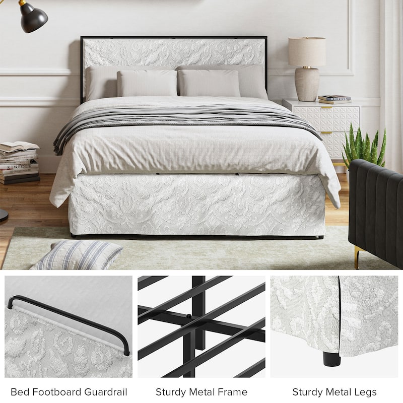 Oliver Modern Washable Slipcover Bed Upholstered Metal by HULALA HOME