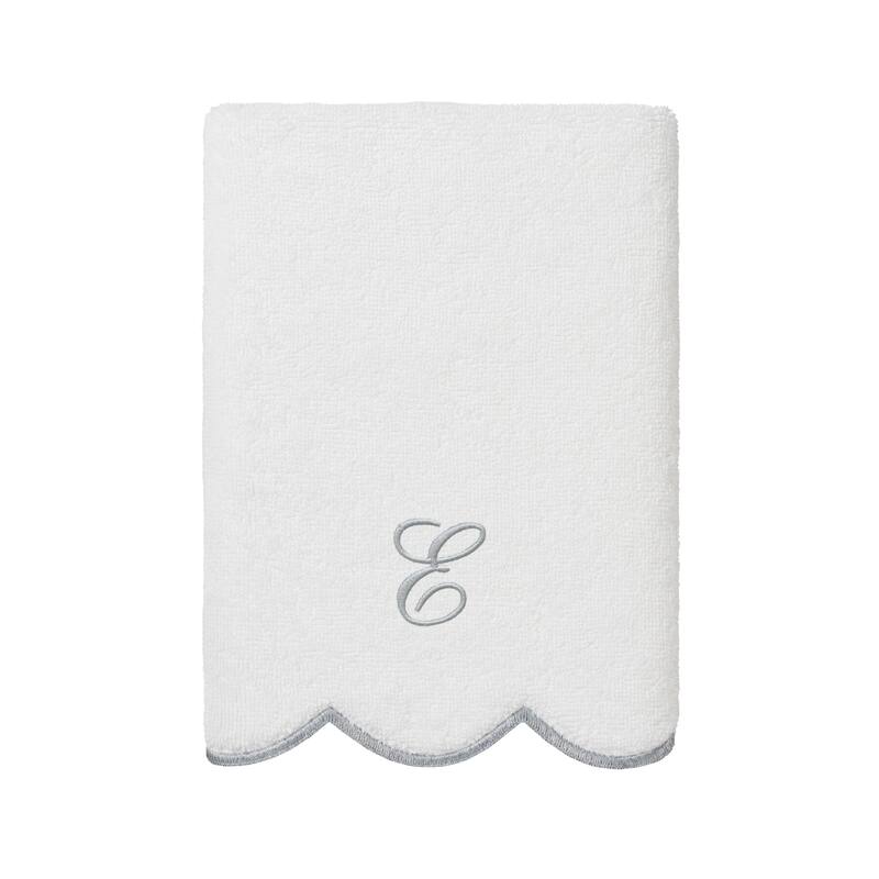 Authentic Hotel and Spa 100% Turkish Cotton Grey ADORNIA Scallop Personalized 3 Piece Towel Set - 3 Piece Set
