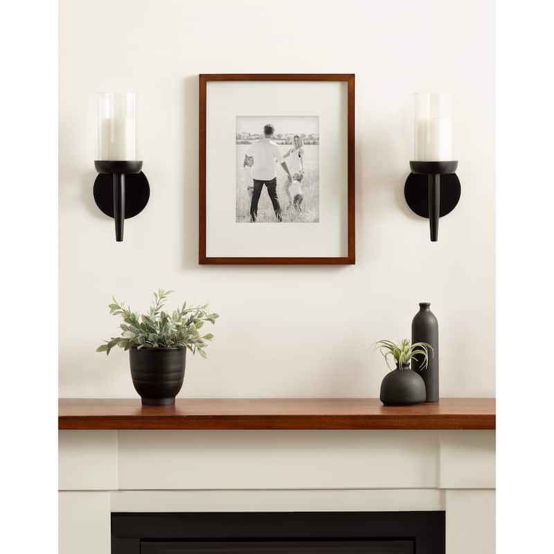 Kate and Laurel Shae Wood and Glass Wall Sconce