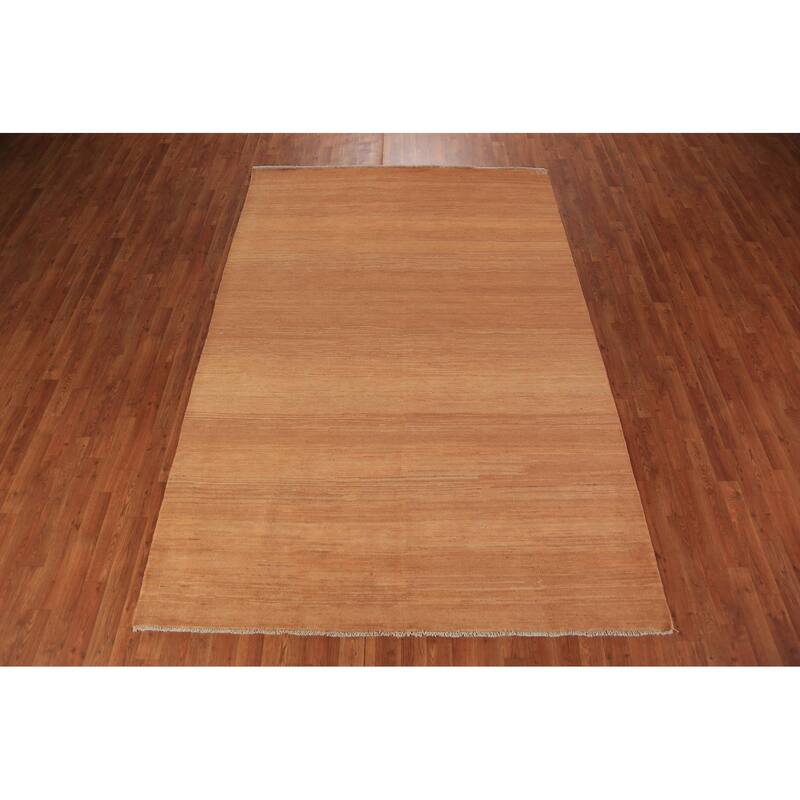 Modern Gabbeh Oriental Area Rug Hand-Knotted Solid Wool Carpet - 6'0" x 8'10"