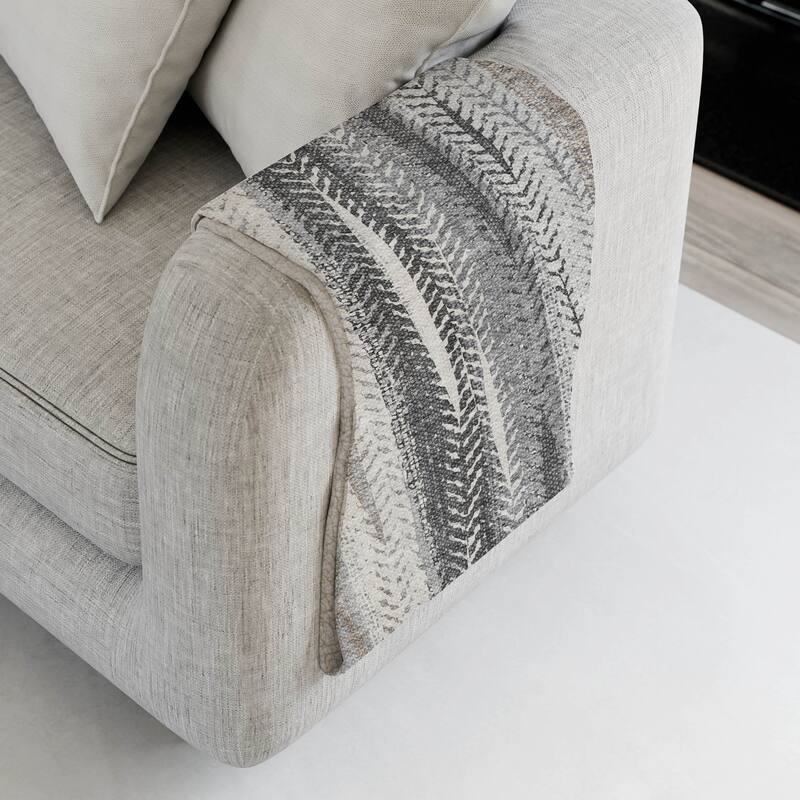 Premium Machine Washable Contemporary Global Sherpa Throw Blanket - Khaki - 4'2" x 5'10"