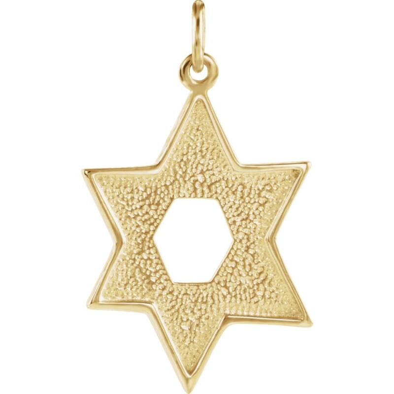 Curata 14k Yellow Gold Textured Religious Judaica Star of David Necklace 23.75x17.5