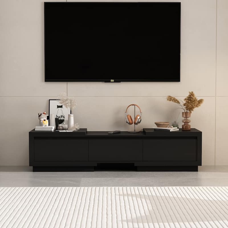 Modern Style Extendable TV Stand with 3Drawer White/Black 65.4"-106.3"
