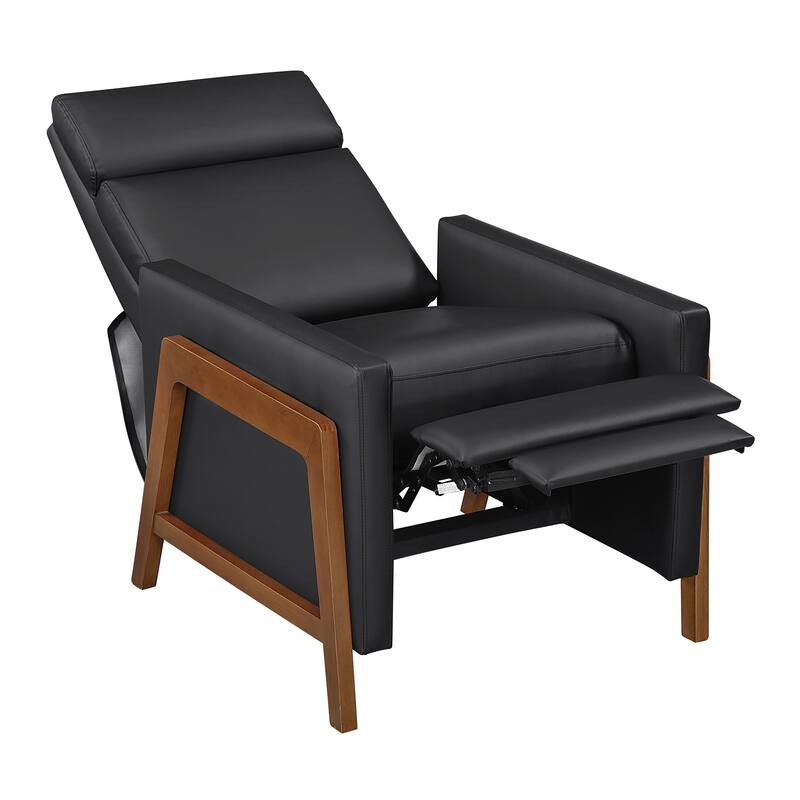 Enzo 29" Faux Leather Push Back Recliner with Exposed Wood Frame
