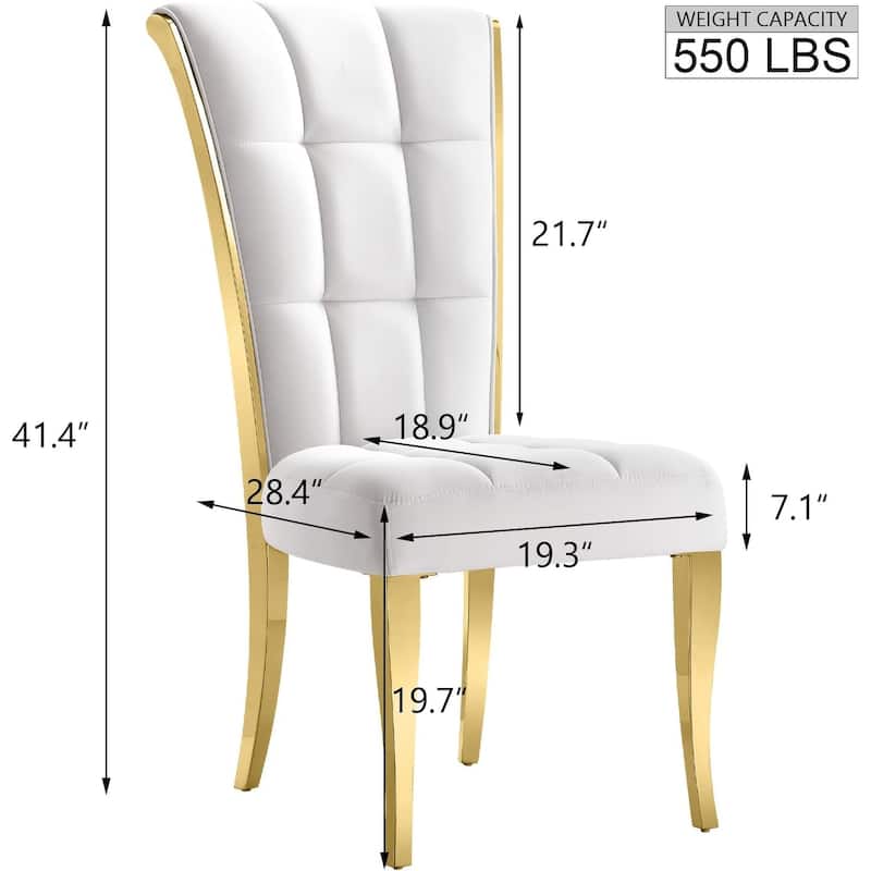 Polished Gold Dining Chairs with White Boucle Upholstery